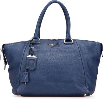 Prada Pre-owned Womens Shoulder Bag Leather Handbag - Dark Blue - One Size