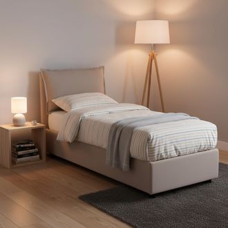 Dmora Cama Individual Dmarcon, Cama Contenedor Con Revestimiento De Tela, 100% Made In Italy, Apertura Frontal, Con Colch&oacute;n 80x200 Cm Incluido, T&oacute;rtola - Dm