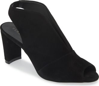 Koko + Palenki Pinnacle Ankle Strap Peep Toe Sandal in Black Suede at Nordstrom, Size 7.5