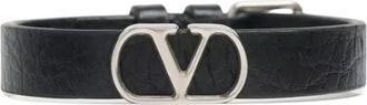 Valentino Garavani VLogo Leren Armband - Heren - Armbanden - Zwart - ONE Size - Leer - Accessoires