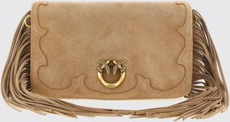 Pinko Pochette Love Bag Click Soft Horizontal Mini in suede con frange Pinko