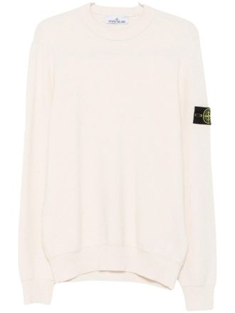 Stone Island Maglia Compass Logo White Crewneck Sweater