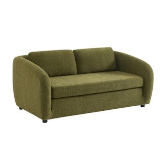 Sweeek Sof&aacute; cama convertible con tejido chenilla, 2 plazas, verde kaki