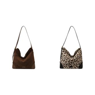 Generic Women Faux Suede Woven Shoulder Bag Large Capacity Casual Tote Crossbody Handbag Stylish Travel and Date Bag