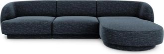 BLOOMINGLOFT 4-Sitzer Design Ecksofa Miley - Chenille Dunkelblau