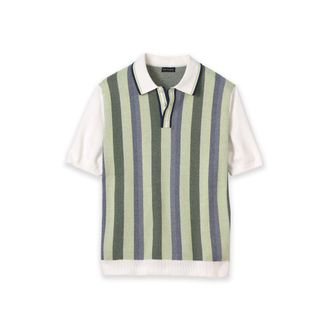 Paul Fredrick Cotton Three Button Polo in Green Multi at Nordstrom, Size Xx-Large