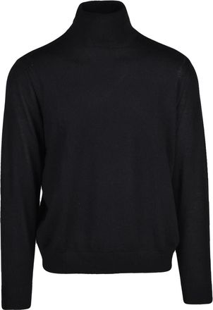 A|X Armani Exchange Black Acrylic Virgin Wool-Blend Crewneck Sweater