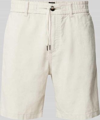 Boss Orange by Hugo Boss BOSS Orange Tapered Fit Leinenshorts mit elastischem Bund in Sand, Gr&ouml;&szlig;e 34