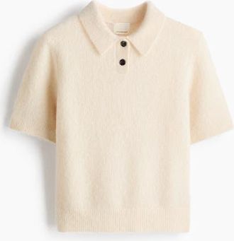 H&M Alpaca-blend Polo Shirt in Light Beige at Nordstrom, Size X-Small