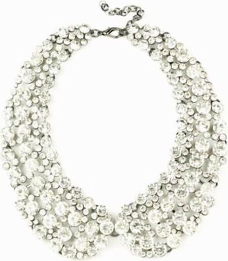 Eye Candy Los Angeles Womens Crystal Statement Collar Necklace In White