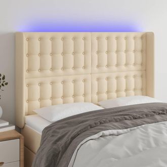 vidaXL Cabecero Con Led De Tela Color Crema 147x16x118/128 Cm Vidaxl