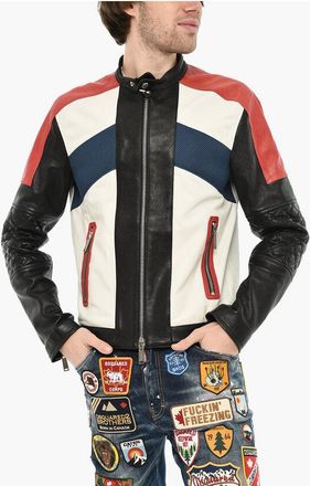 Dsquared2 Leather Color Block Jacket size 46