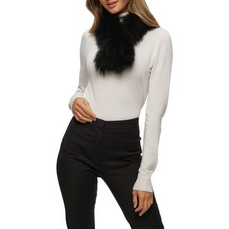 Gorski Knit Genuine Shearling Pull-Through Scarf in Black at Nordstrom