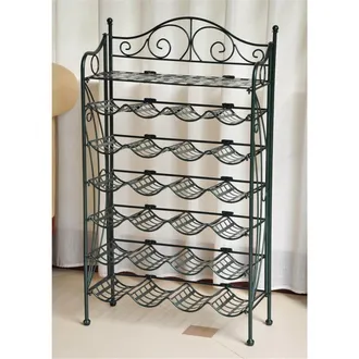 International Caravan Inc 3462-HD-VG Iron 24-Bottle Wine Rack, Verdi Green
