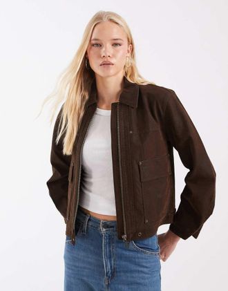 Free People Blair giacca in camoscio sintetico Sierra color chocolate torte-Marrone