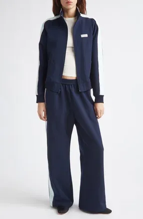 Sandy Liang Lia Side Stripe Jacket in Navy at Nordstrom, Size X-Small