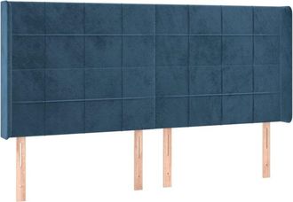 vidaXL Cabecero Con Led De Terciopelo Azul Oscuro 203x16x118/128 Cm Vidaxl