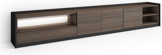 Skraut Home Skraut Home - Mueble Tv, Televisi&oacute;n, Muebles De Sal&oacute;n, Almacenaje, 310x37x50cm, Para Tv Hasta 80, Led, Estilo Moderno, Roble Oscuro Y Negro