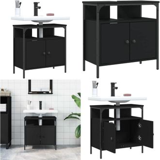 vidaXL Mobile Lavabo Bagno Nero 60x30x60 cm in Legno Multistrato - Lavabo - Armadio da bagno