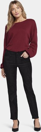 NYDJ Sheri Slim Broek Zwarte Faux Su&egrave;de | Zwart