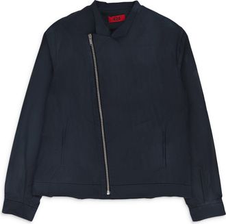 Fourtwofour on Fairfax LIGHT BLUE DISTRESSED COTTON HOODED DENIM JACKET