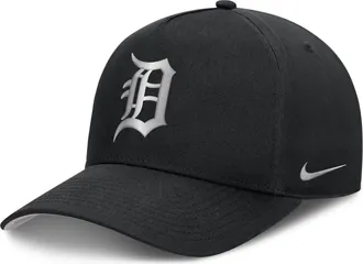 Nike Detroit Tigers Rise Nike Mens Dri-FIT MLB A-Frame Trucker Adjustable Hat in Black | NB1E0FBPDG-HWD