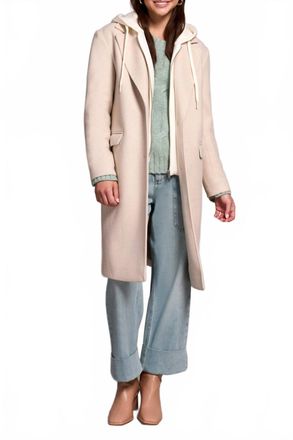 Tribal Fooler Hood Trench Coat - Plus In Oatmeal