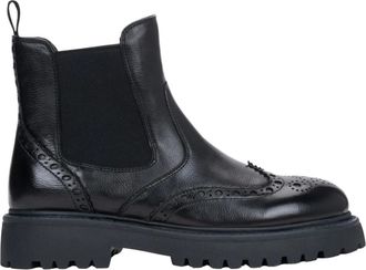 Estro & Luminara Geperforeerde Chelsea Laarzen - Dames - Schoenen - Zwart - Maat: 36 EU Leer
