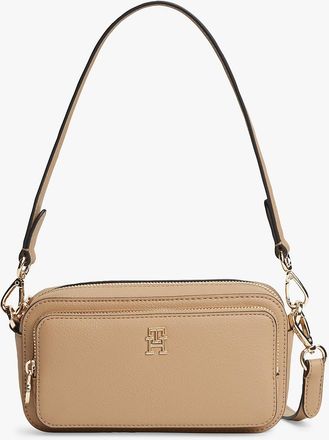 Tommy Hilfiger Womens Monogram Logo Crossbody Bag - Beige