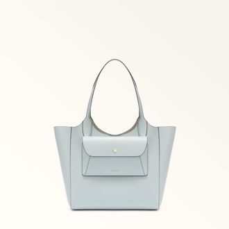 Furla Lea Tote M Artemisia Blue Textured Leather Woman