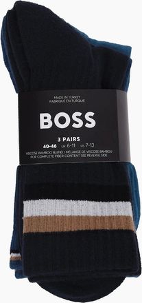 HUGO BOSS Mens Boss Black Rib Iconic Socks Blue/Navy - Multi - Size: 2.5/3/3.5/4/4.5/5/11.5/11/10.5/10/14.5/14/13.5/13/12.5/12/8.5/9/9.5/16/15.5/15/5.5/6/6.5/7