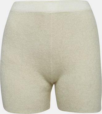 Jacquemus Cream Textured Rib Kit Shorts