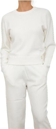 Patrizia Pepe Witte Gebreide Top - Dames - Ronde hals truien - Wit - S - Spandex - Truien & Vesten