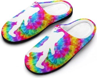 Generic Tie Dye Bigfoot Mens Slippers Comfortable And Non-slip Cotton Slipper Shoe for House