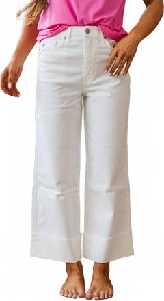 Kancan High Rise Cropped Wide Leg Jeans In White