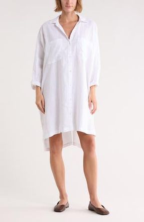 James Perse Long Sleeve Linen Shirtdress in White at Nordstrom Rack, Size 0