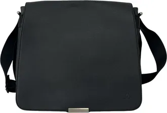 Louis Vuitton Black Green Leather Canvas Shoulder Bag (Pre-Owned)
