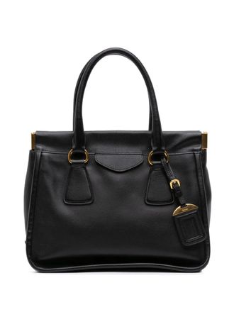 Prada 2010-2025 Saffiano Lucido Top Handle Frame tote bag - women - Leather - One Size - Black