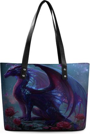 Generic Dragon Purple Galaxy Tote Bags for Women Cute Shoulder Purses Handbags