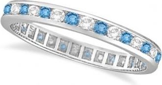 Allurez Blue Topaz & Diamond Channel-Set Eternity Ring 14k White Gold (1.04ct)