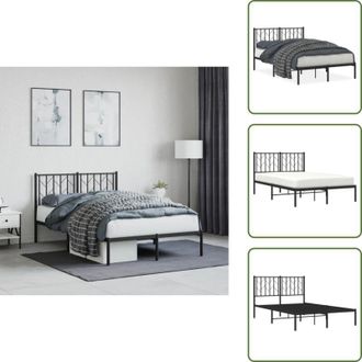 vidaXL The Living Store Giroletto con Testiera in Metallo Nero 120x200 cm - Letto con testiera in metallo