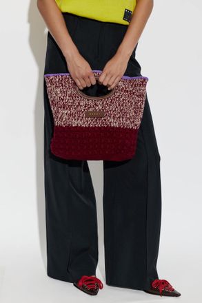 Marni Wool Bag With Logo, Womens, Burgundy