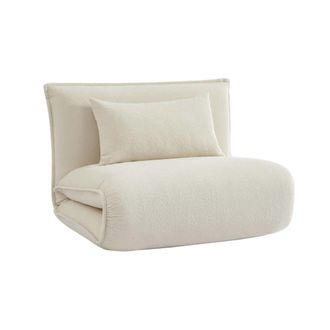 Sweeek Sill&oacute;n cama convertible de tejido borreguito, blanco roto