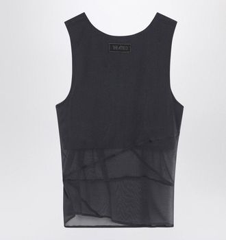 The Attico Womens Gray Silk Tank Top - Dark Grey - Size EU 36 (Womens)