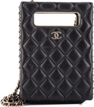 Chanel Around Cut Out Handle Evening gewatteerde Caviar mini-crossbodytas - Zwart