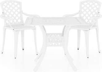 vidaXL vidaXL 3 Piece Bistro Set Cast Aluminium White