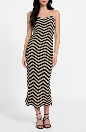 Guess Vera Chevron Knit Dress in Natural/Jet Black Stripe at Nordstrom, Size X-Small