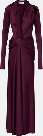 Victoria Beckham Abito lungo in jersey con ruches