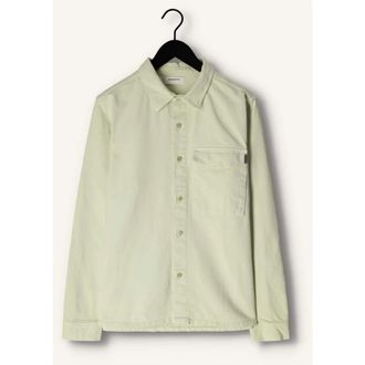 Pure White Twill Overshirt Met Grote Borstzak - Heren - Overhemden - Groen - Maat: S