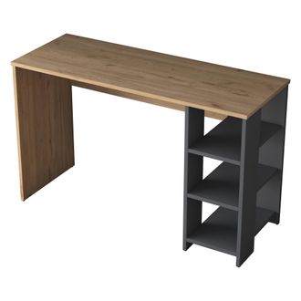 Dmora Escritorio Pombia, 4 Estantes, 3 Compartimentos, Color Estante Marr&oacute;n, 120x45x74h Cm Roble Marr&oacute;n Nudos